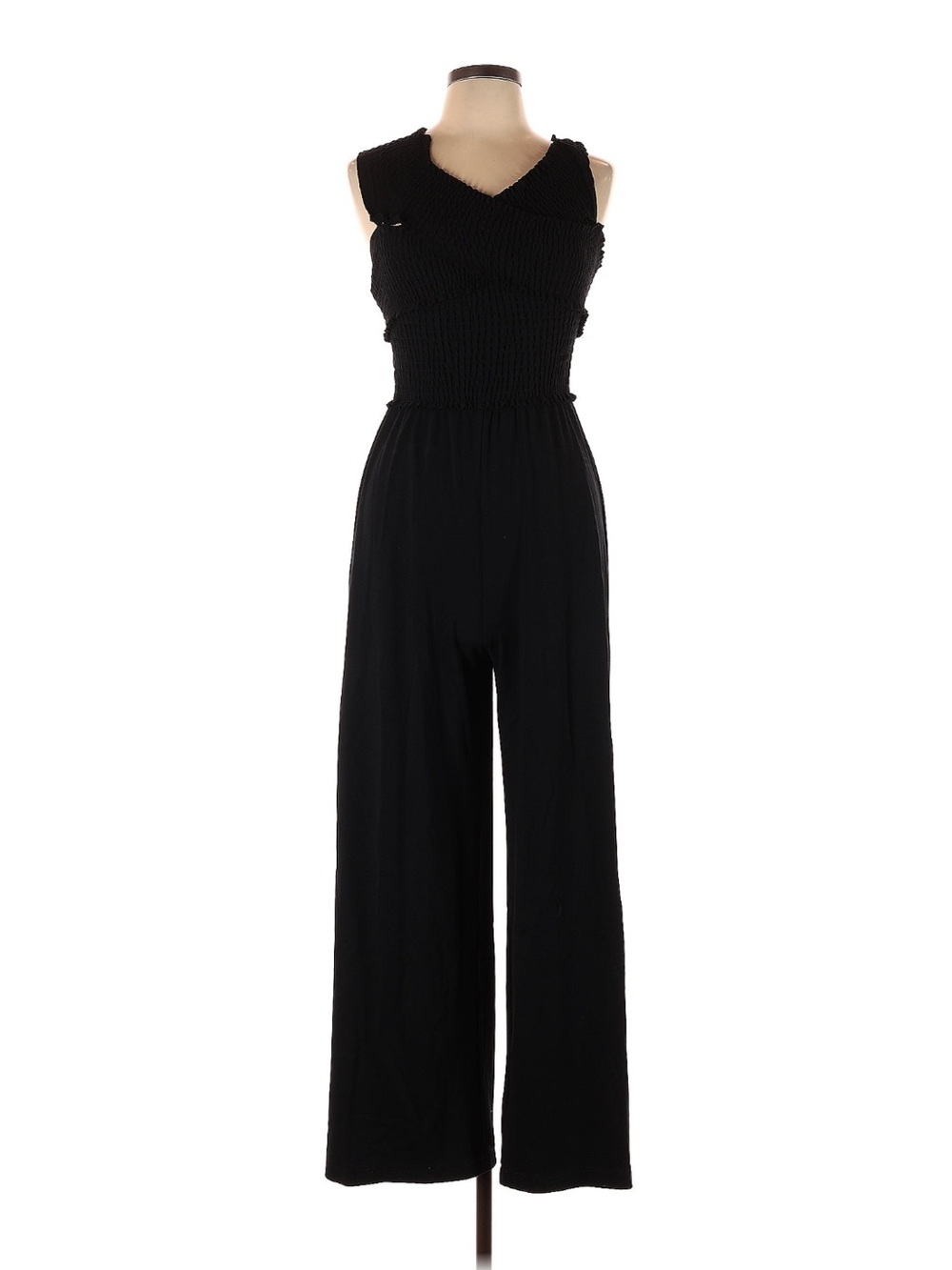 GB Black Sleeveless Smocked Jumpsuit